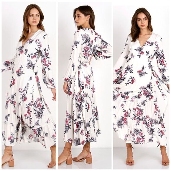 Somedays Lovin Mary May Long Sleeve Maxi Wrap Dress - Picture 2 of 14